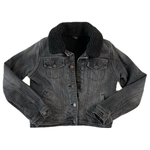 Art Class Girl's Black Sherpa Lined Denim Jean Jacket - L - Picture 1 of 8